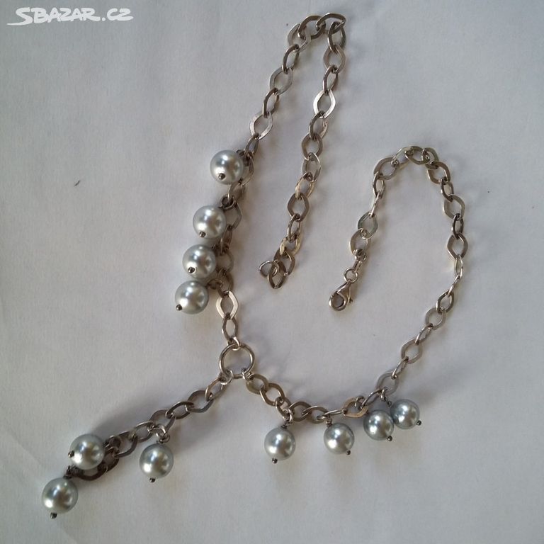 Náhrdelník s perličkami, řetízek, stříbro 925