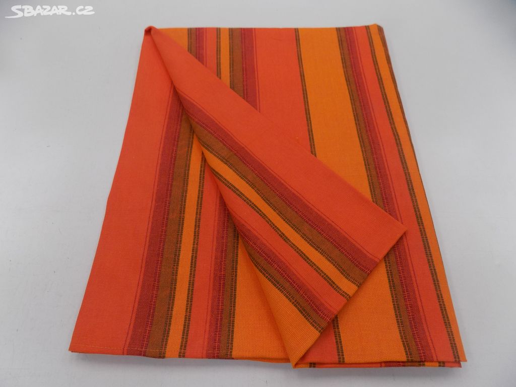 Ubrus bavlna směs Oranžový pruh 160x120 cm.