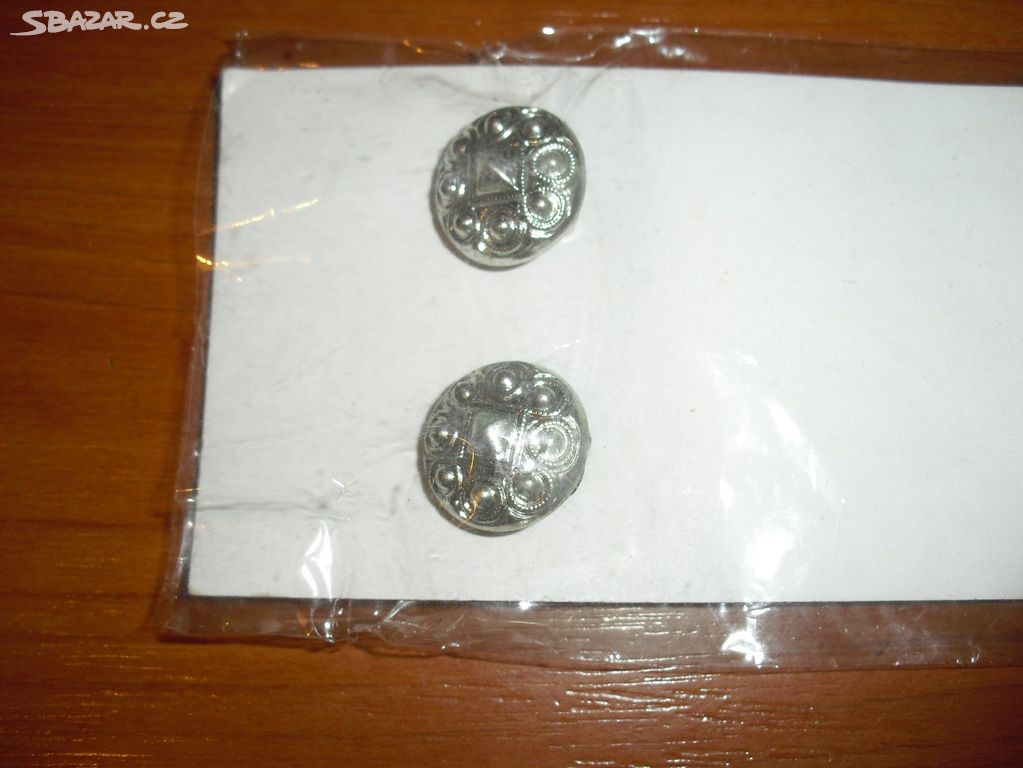 Starožitné kovové NÁUŠNICE - klipsy, stříbrné
