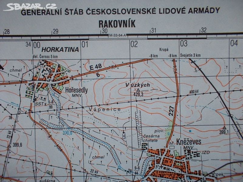 Vojenská profesionální tajná mapa ČSLA Rakovník - Praha - Sbazar.cz