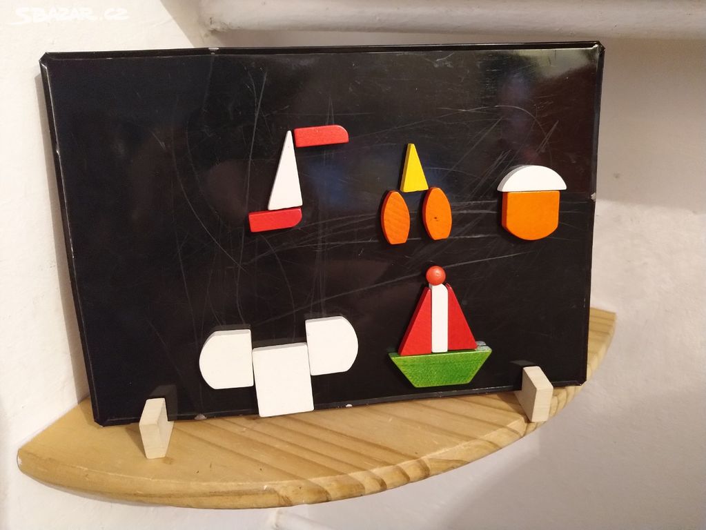 Magnetická tabulka dřevěné retro stará hračka hra