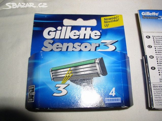 Gillette SENSOR 3 - 3břit - 4 kusy v balení