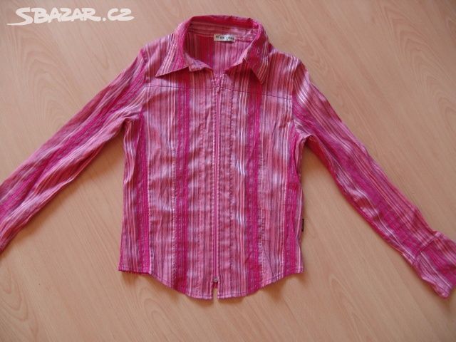 Růžová košile na zip, velikost M