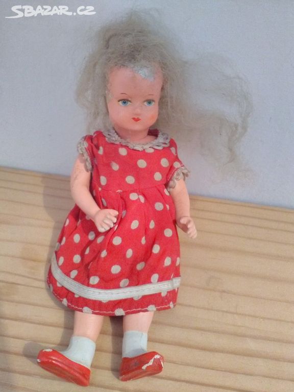 Sádrová panenka starožitná stará retro hračka