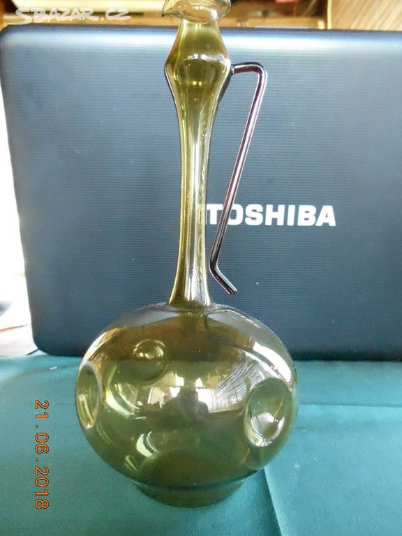 Karafa + svícen + váza ruční práce foukané sklo