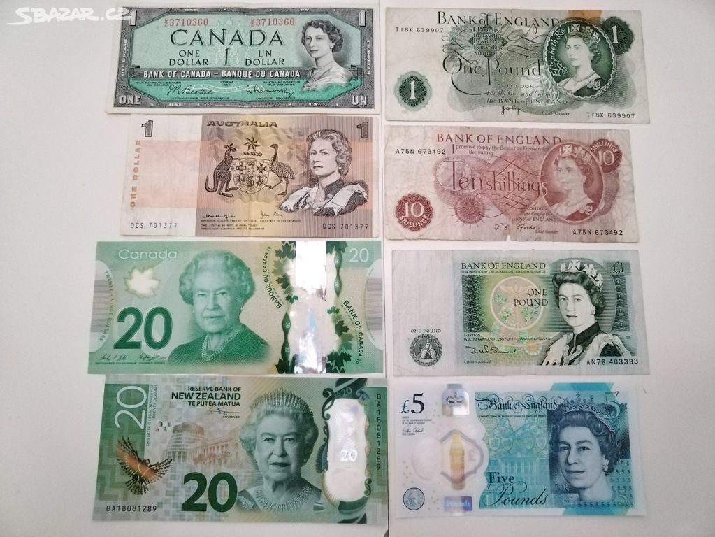 Bankovky Alžběta II. - Anglie, Kanada, Austrálie