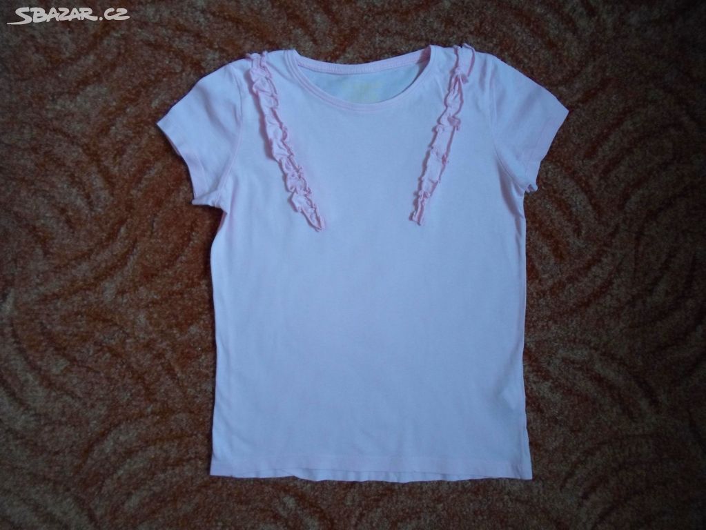 Růžové tričko triko krátký rukáv - 146, 152