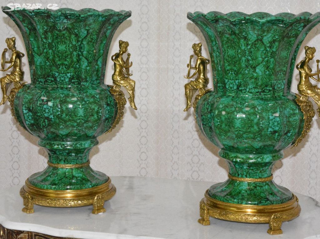 Zámecké vázy s dámami XXL - porcelán + bronz-55 cm