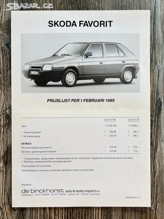 Prospekt Škoda Favorit 136 L ( 1989 ) NL