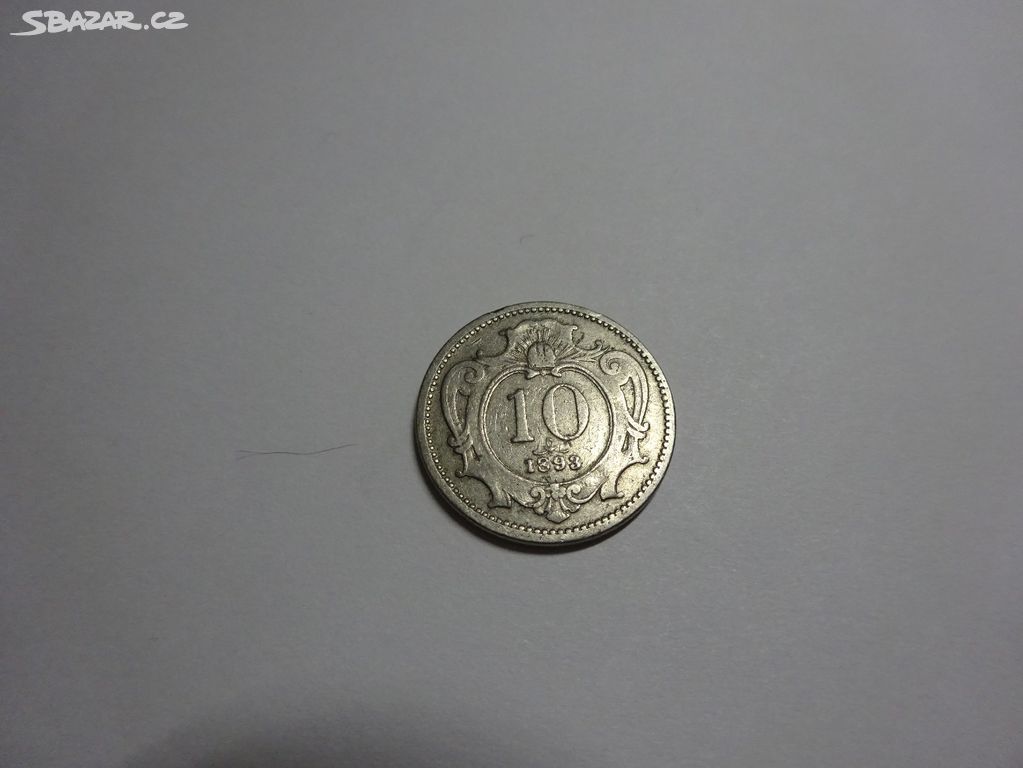 Mince Rakousko Uhersko 10 haléřů - 1893