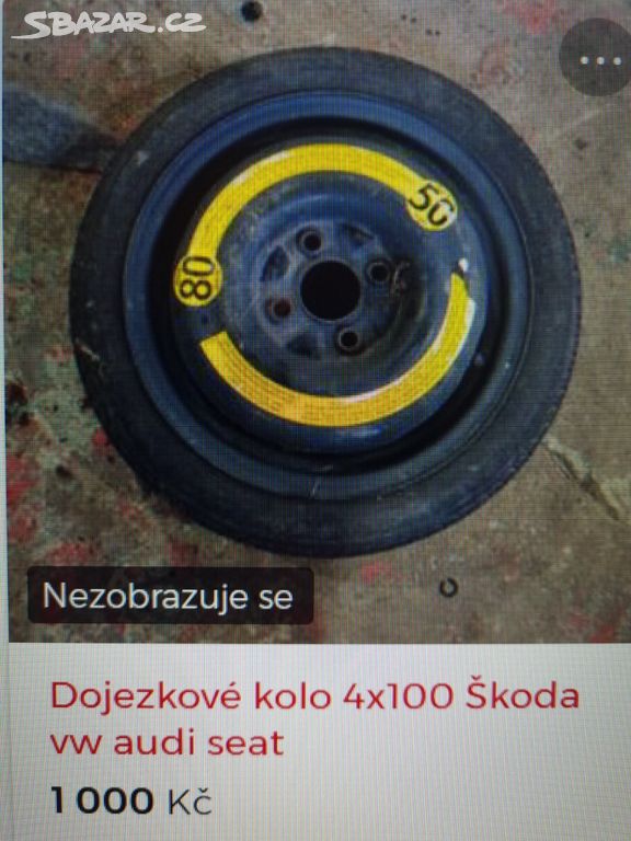 Dojezdové kolo 4x100 Škoda vw audi seat