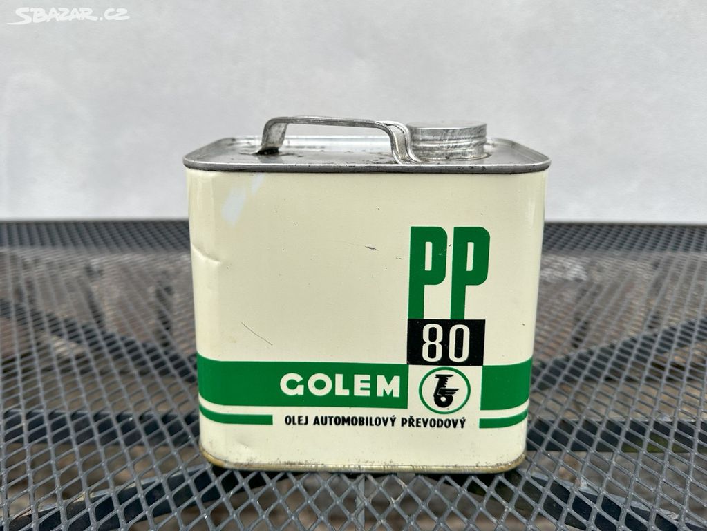 Starý retro plechový kanystr - GOLEM PP80