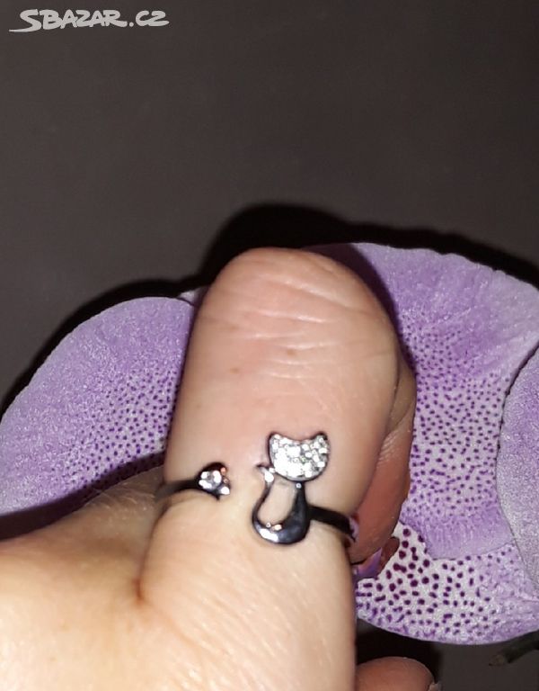 Nový dámský stříbrný prsten prstýnek 925 s kočkou