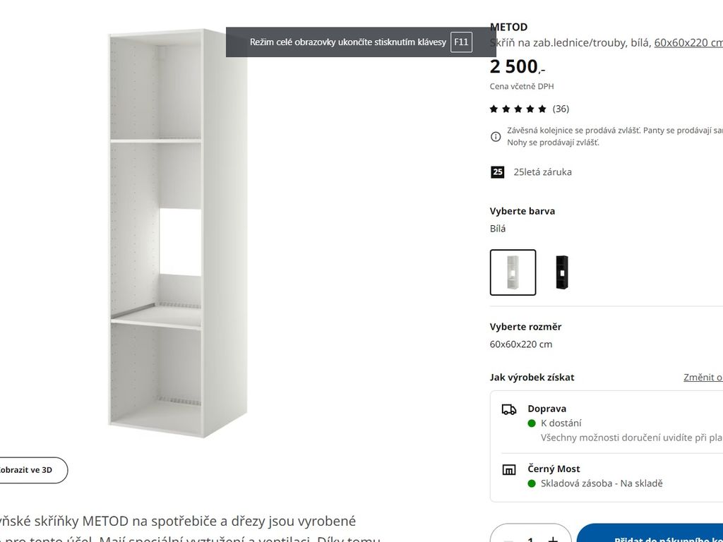 Ikea METOD Skříň na lednici / troubu, 60x60x220 cm