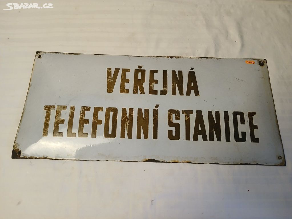 Smaltovaná cedule veřejná telefonní stanice