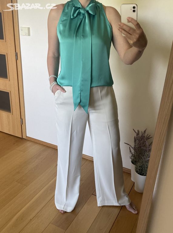 Nové volné bílé kalhoty s puky Ralph Lauren v. 40