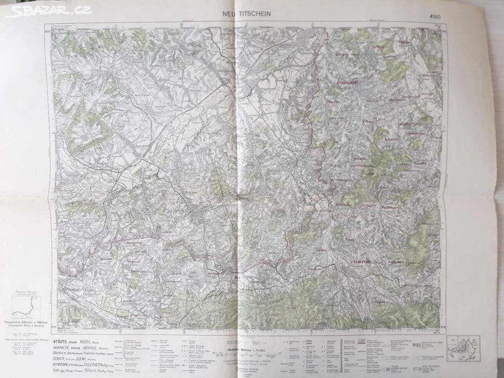 Mapa Nový Jičín (Neu Titschein) 1941-1944
