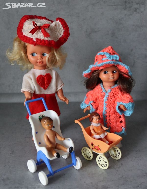 Sada - Retro panenky a kočárky + oblečení 70./80s