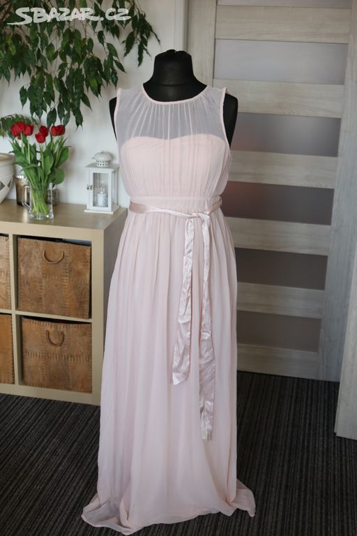 Nové dlouhé šaty na svatbu vel.38 růžové