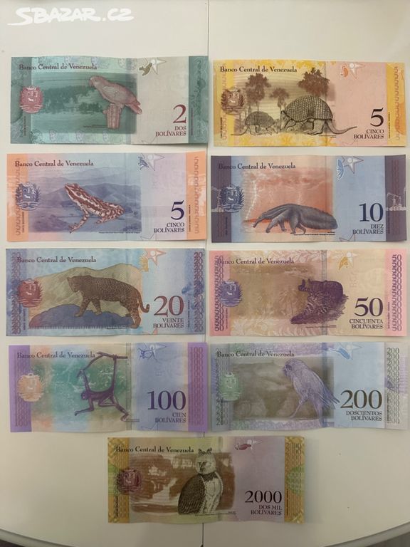 Bankovky Venezuela - Bolívary - motivy zvířat