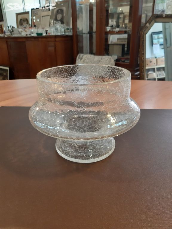 Skleněná váza Jan Havelka, krakelové sklo