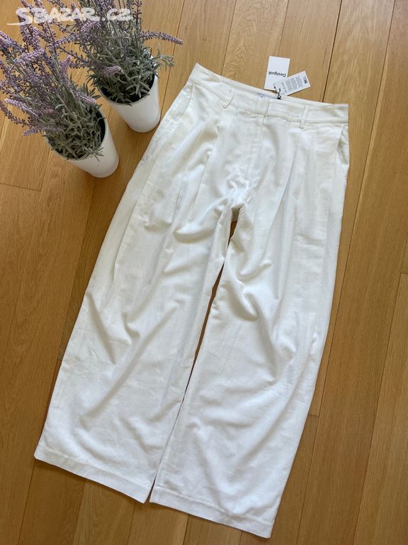 Nové bílé široké moderní kalhoty Desigual, vel. XL