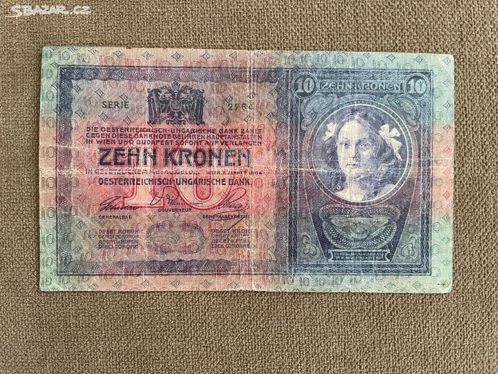 Bankovka 10 korun Rakousko Uhersko 1904