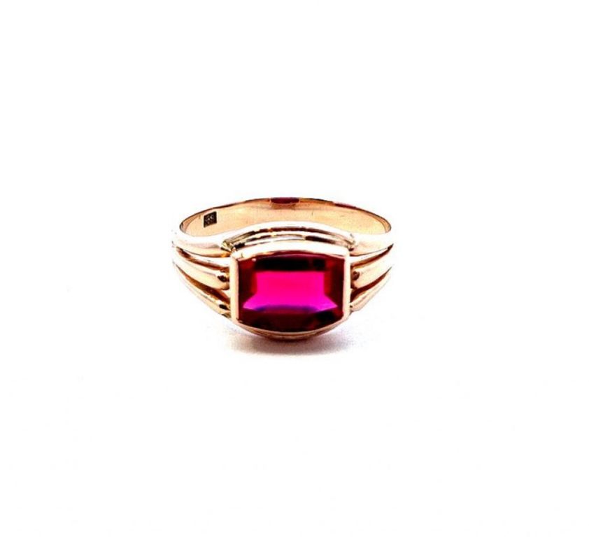 Zlatý prsten s rubínem, vel. 63 (17665)