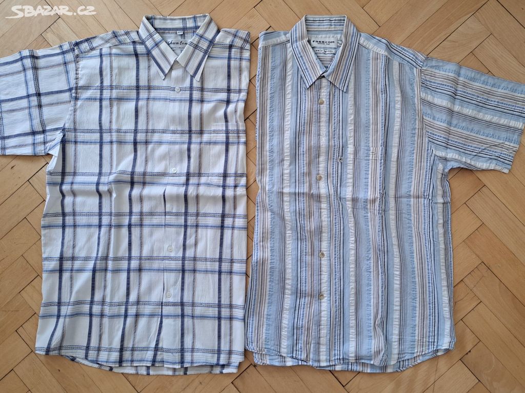 2x pánská košile krátký rukáv 43-44,  XL