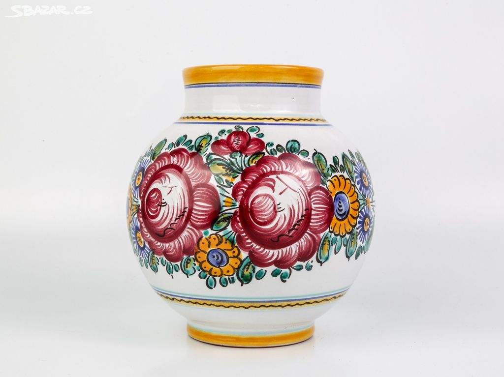 Tupeská malovaná váza, vázička - dekorace