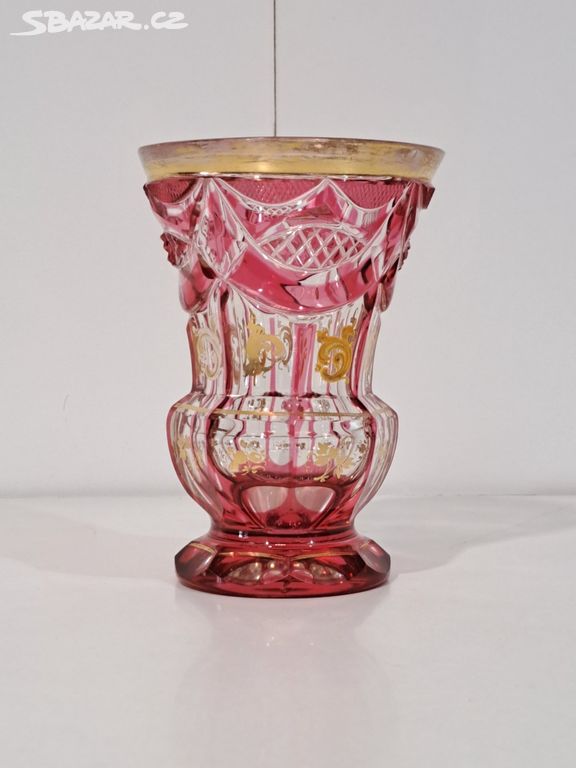 Starožitný pohár sklenice Biedermeier 19 st. 7452
