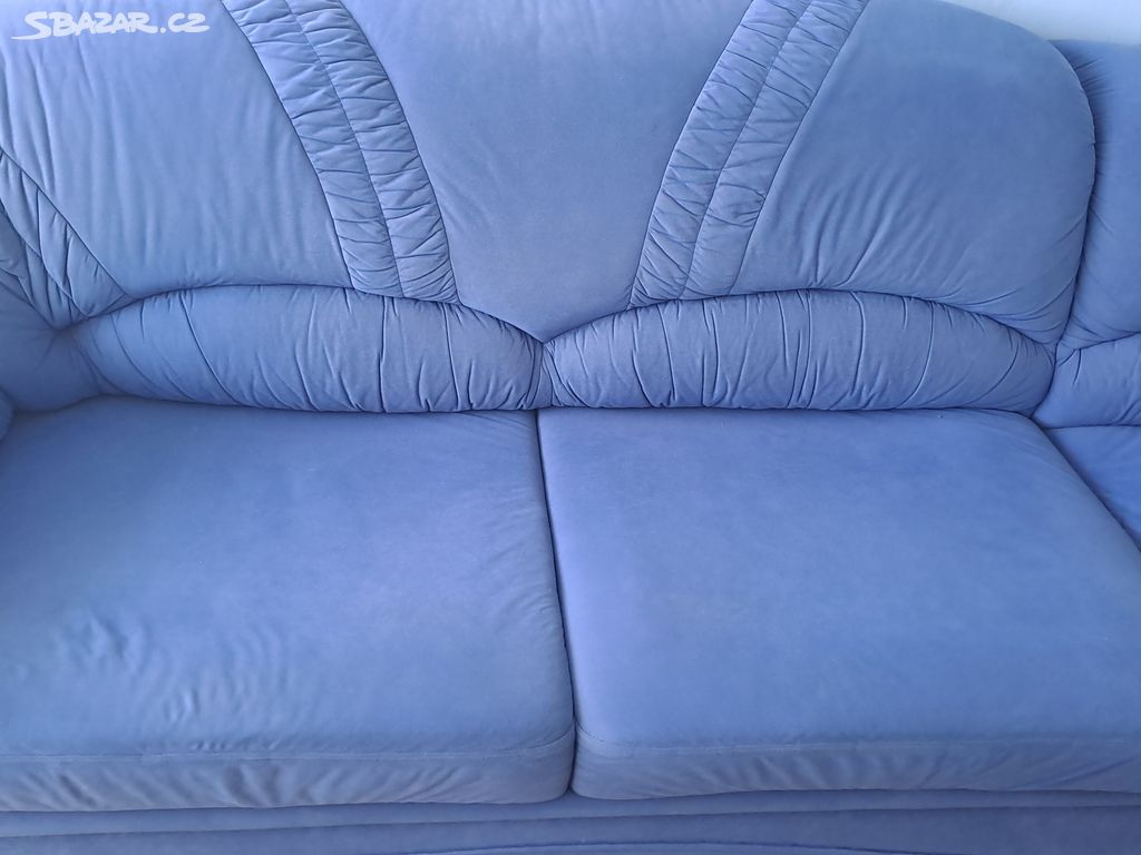 Rozkládací sedačka s křeslem modrá