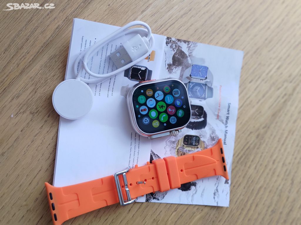 Chytré hodinky WatchUltra Bluetooth oranžové