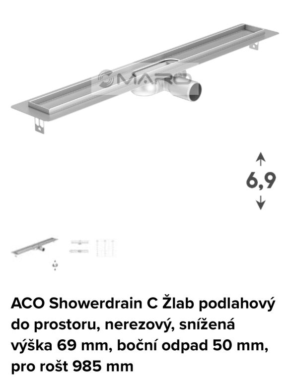 Sprchový žlab s roštem