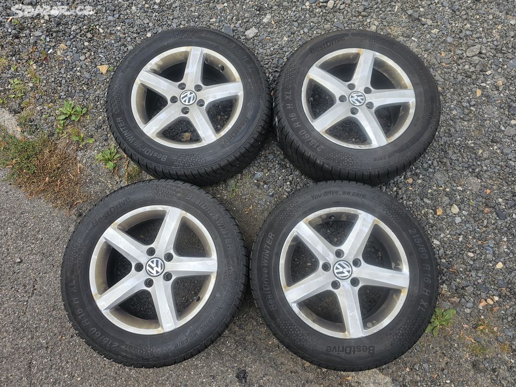 Originál VW ALU kola, zimní pneu 215/60 R16 /