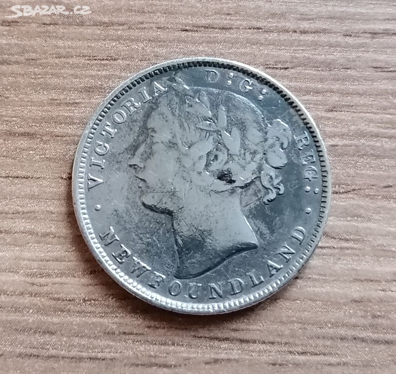 Stříbrná mince Kanada 20 Cents 1865 Newfoundland