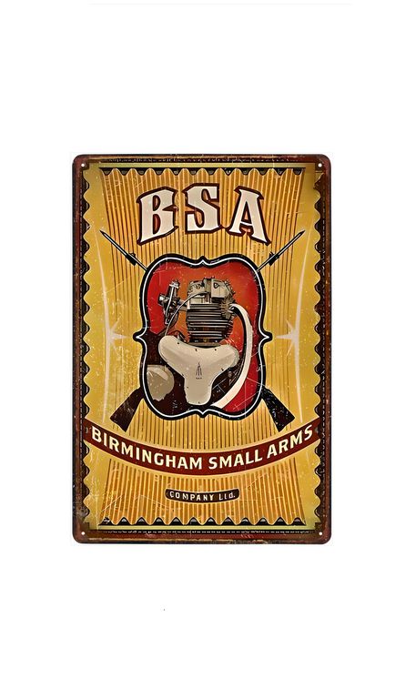 plechová cedule - BSA: Birminghamská továrna .....