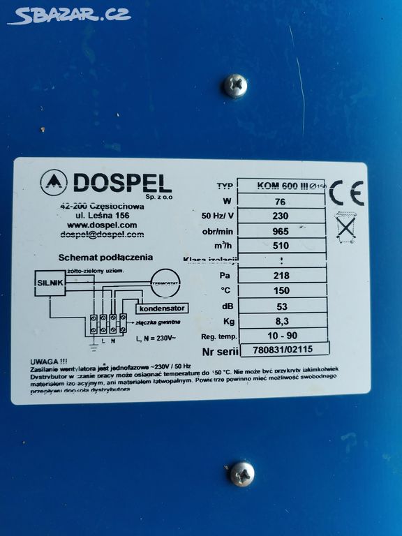 Krbový ventilátor s termostatem