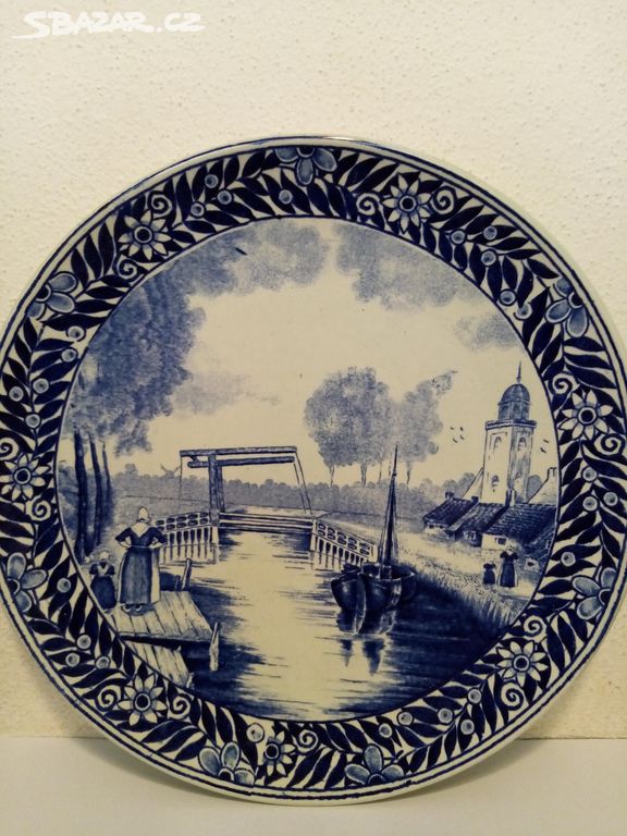 DELFT starožitný talíř - delftský porcelán