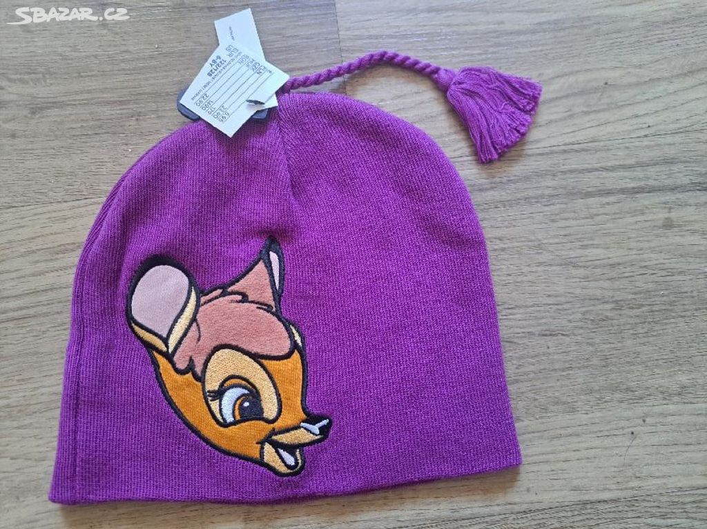 fialová čepice BAMBI vel. 122/128