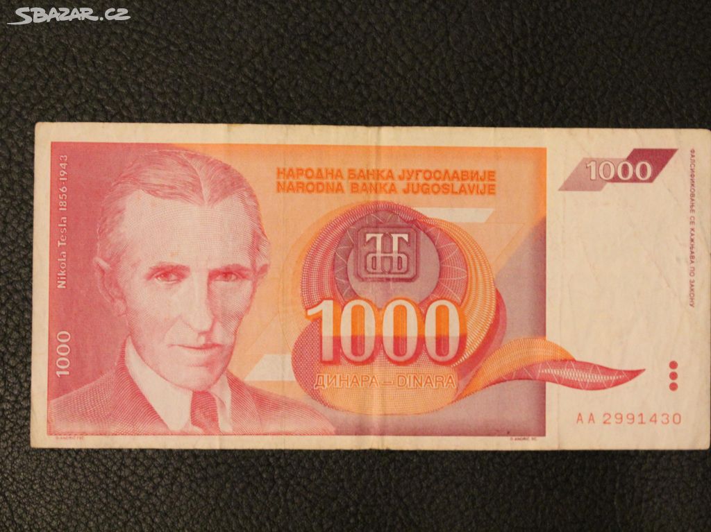 Jugoslávie 1000 Dinars 1992