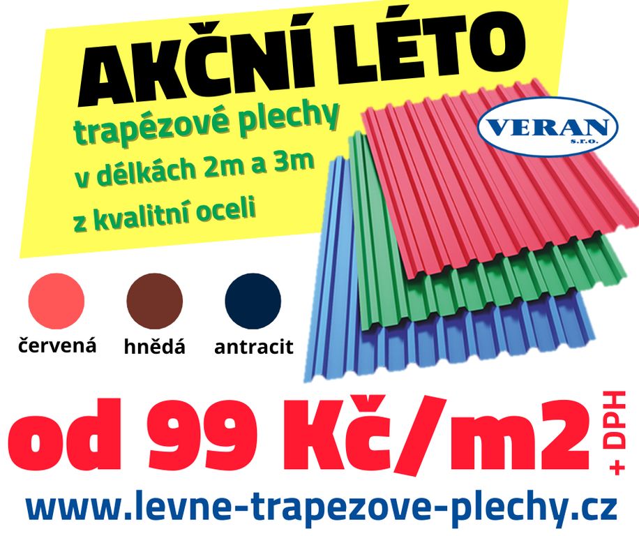 Trapézové plechy od 99 Kč/m2