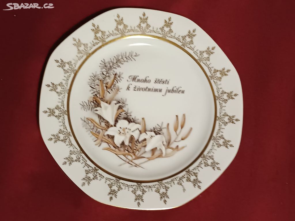 Ozdobný porcelánový talíř k životnímu jubileu