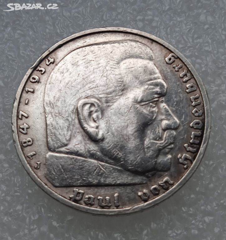 5 Reichsmark 1936 J (Říšská 5 marka)