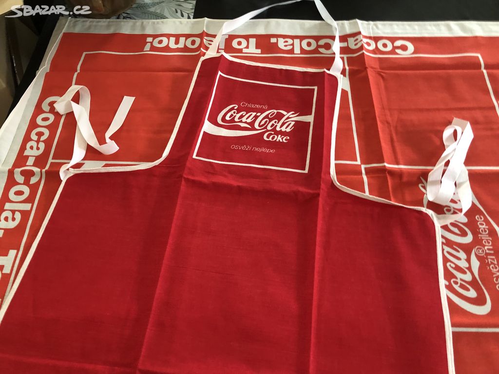 Starý retro ubrus a zástěra Coca cola