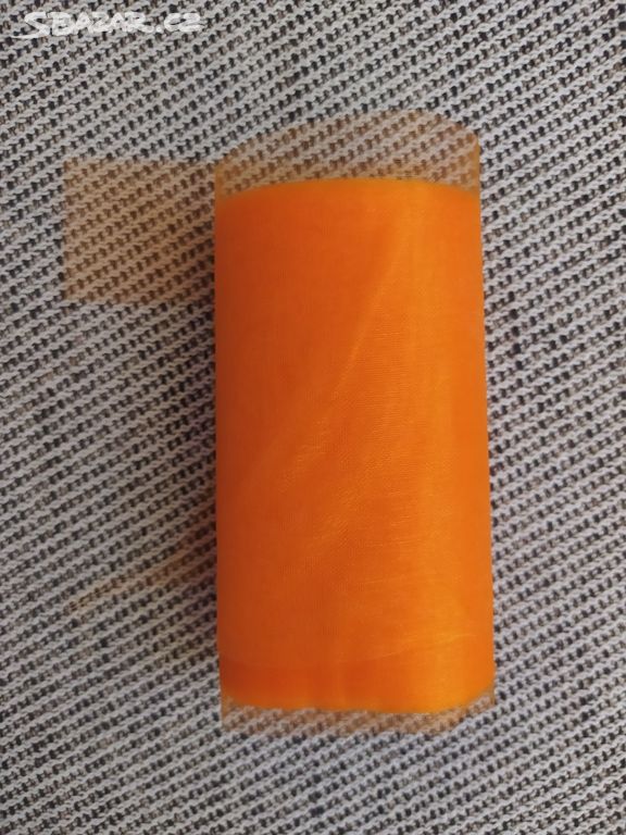 Oranžová šifonová stuha, šíře 10 cm