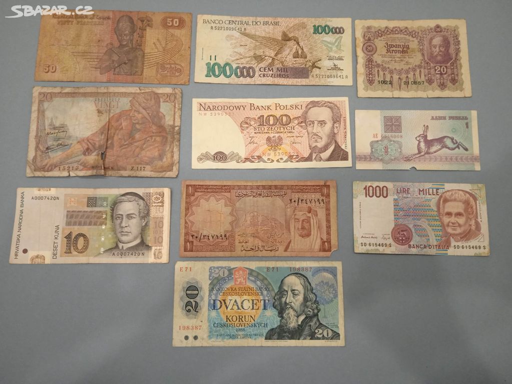 Konvolut - bankovky z celého světa