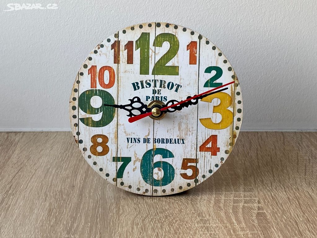Dřevěné nástěnné/opěrné dekorativní hodiny - 12 cm