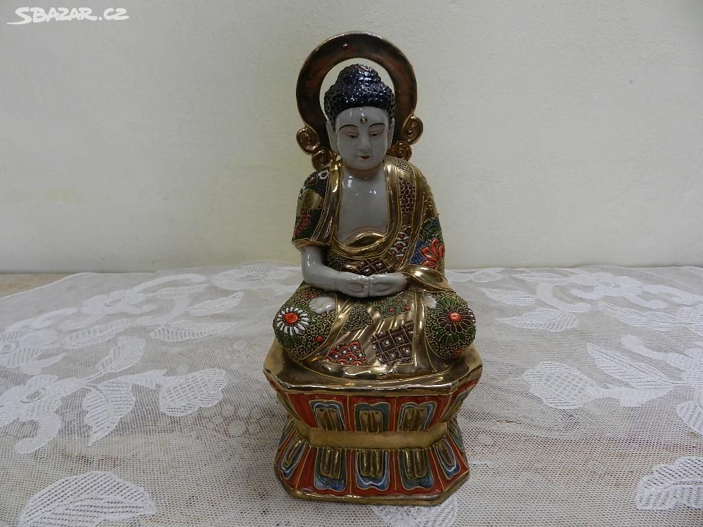 Japonská bohatě zdobená soška Budha Satsuma