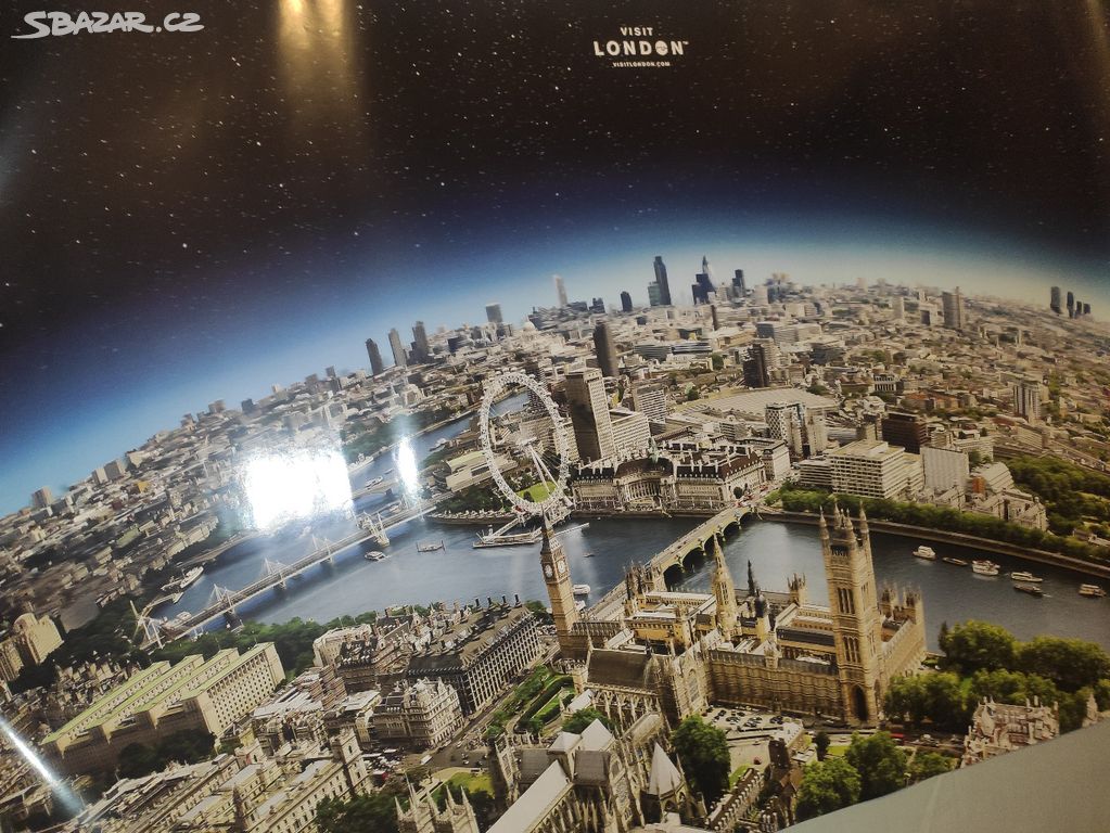 Velký plakát/obraz Londýn se zakřivením Země